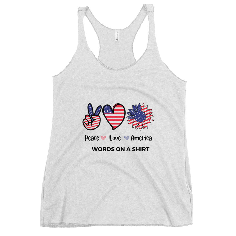 Women's Racerback Tank-Peace Love & America