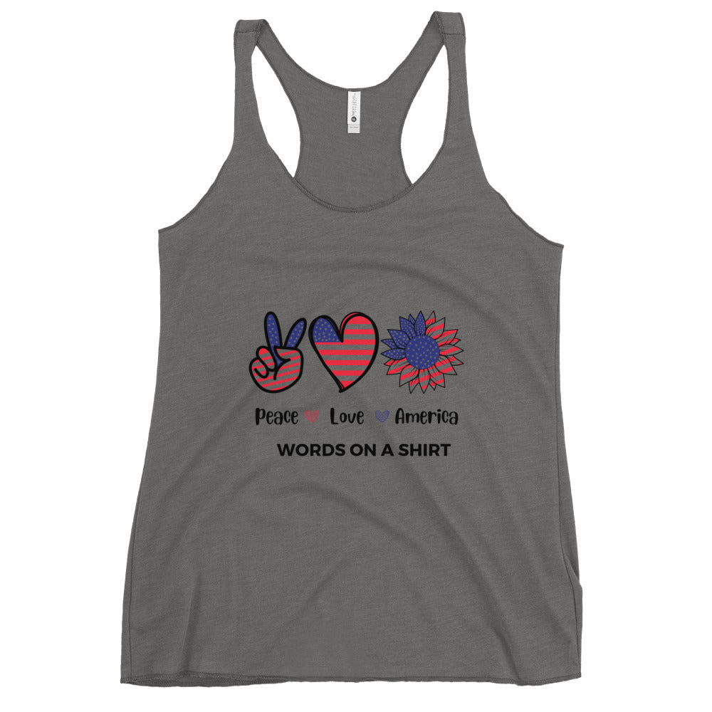 Women's Racerback Tank-Peace Love & America